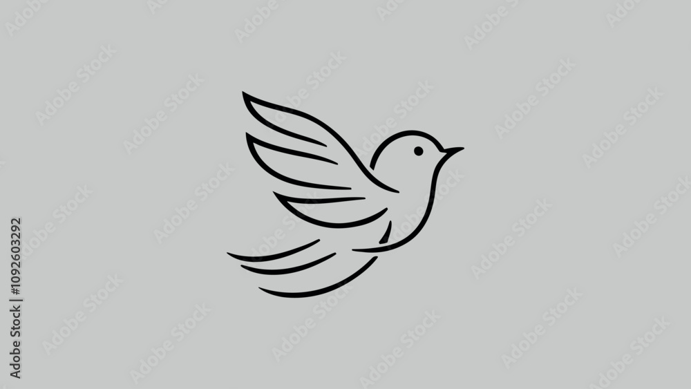 Minimalist Bird Illustration on Branch with Elegant Lines Minimalist Bird Illustration on Branch with Elegant Lines
