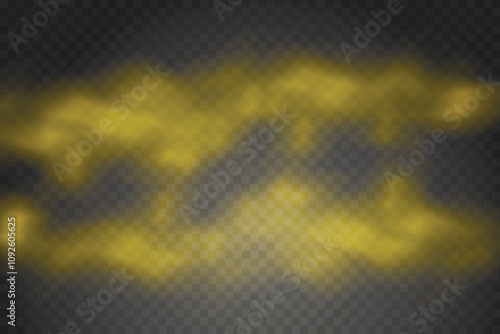 Color smoke effect background. Realistic decorative fog in the air, vapor, creeping smoke puff. Layout of cloudy smog. Transparency vector illustration.