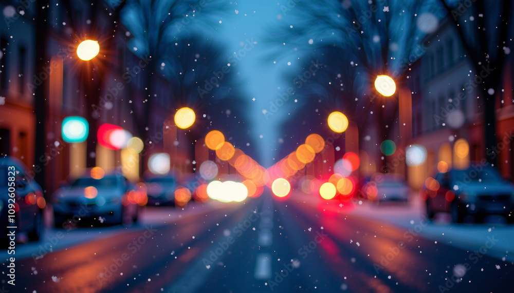Snowy City Night Lights - Winter Ambiance Snowy City Night Lights - Winter Ambiance