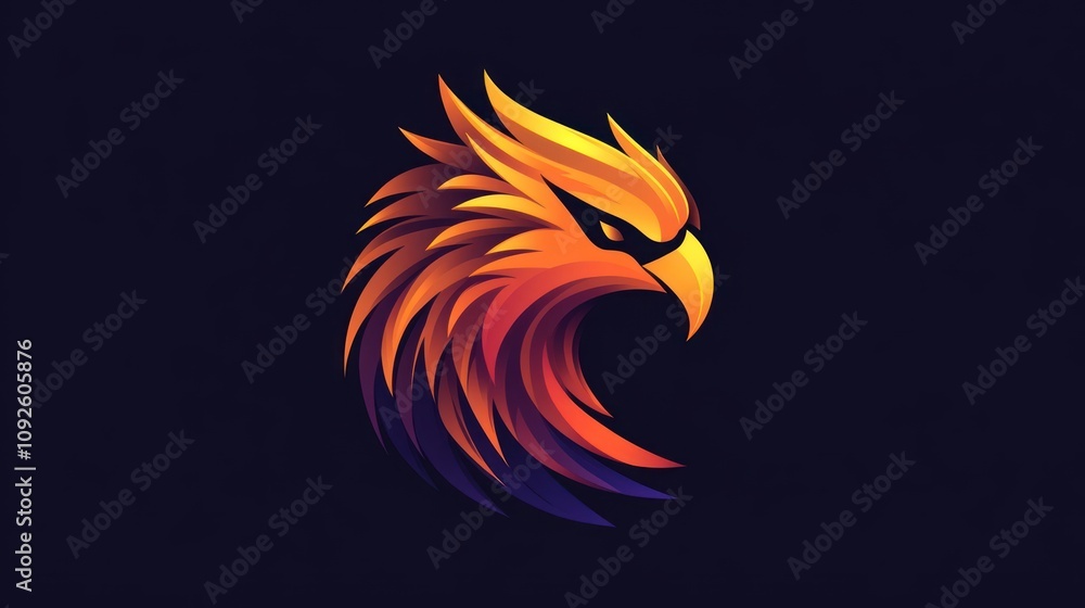 Fototapeta premium Abstract illustration of an eagle head with a gradient color scheme.