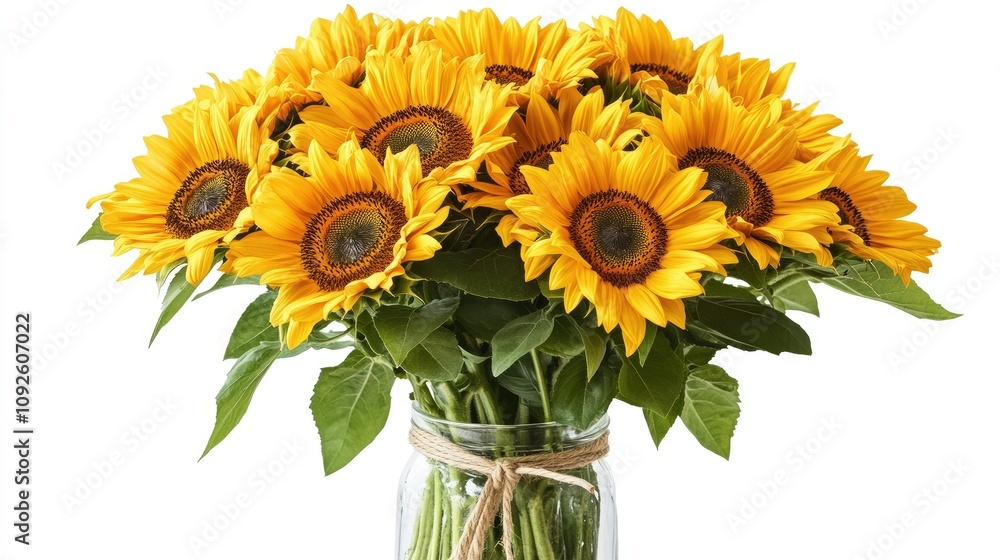 Obraz premium Rustic Sunflower Bouquet in a Glass Vase