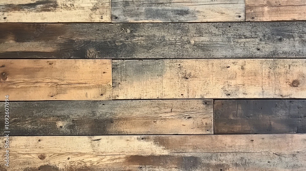 Naklejka premium Rustic Wooden Wall in Horizontal Planks
