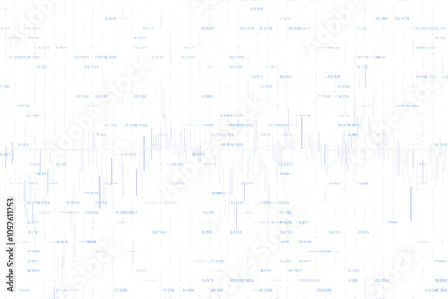 Abstract digital data patterns with numeric values and linear elements on a white background. Represents technology, data, and analytics concepts