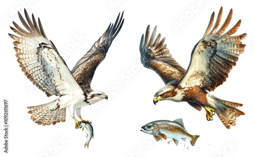 Eagle hunting for fish natural habitat wildlife aerial view predatory behavior photo