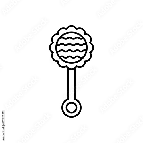 Baby rattle icon linear logo isolated