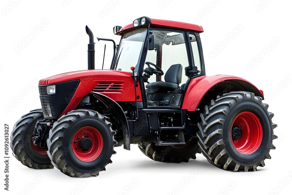Obraz premium Red Modern Tractor with Large Wheels