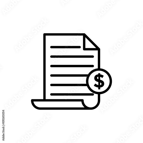 Bill paid icon linear logo isolated