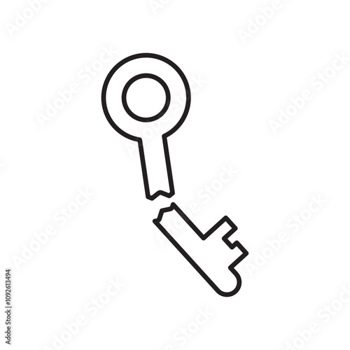 Broken key icon linear logo isolated