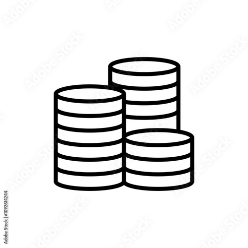 Coins stack icon linear logo isolated