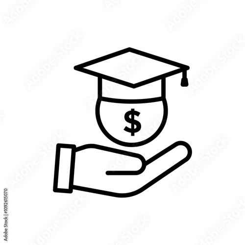 Education cost icon linear logo isolated