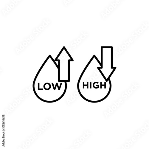 Low and high cholesterol icon linear logo isolated