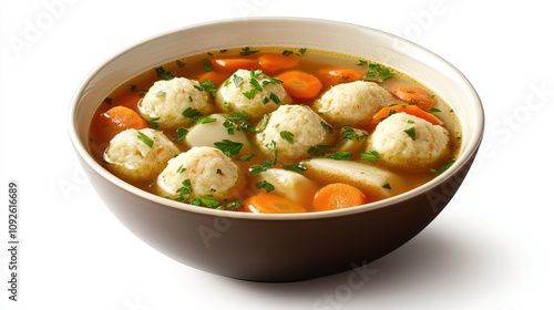 Soft Matzah Balls in Delicious Soup with Vegetables