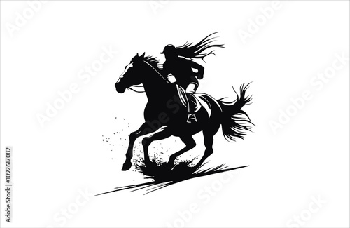  horse silhouette vector line art illustration logo design