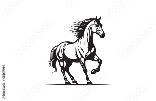  horse silhouette vector line art illustration logo design