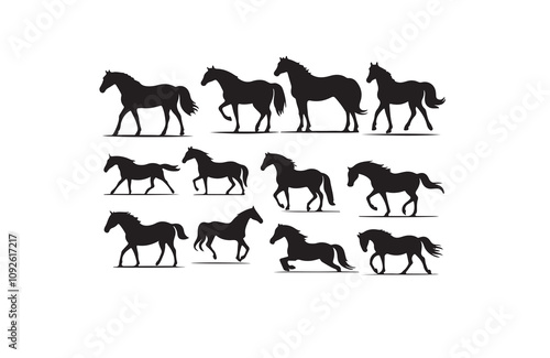  horse silhouette vector line art illustration logo design
