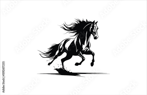  horse silhouette vector line art illustration logo design
