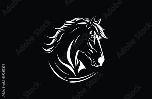  horse silhouette vector line art illustration logo design