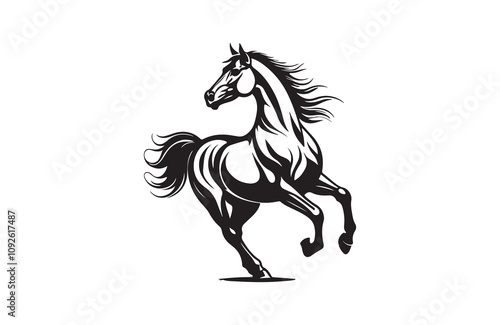  horse silhouette vector line art illustration logo design