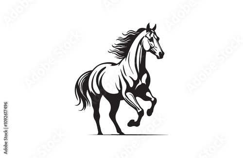  horse silhouette vector line art illustration logo design