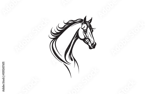  horse silhouette vector line art illustration logo design