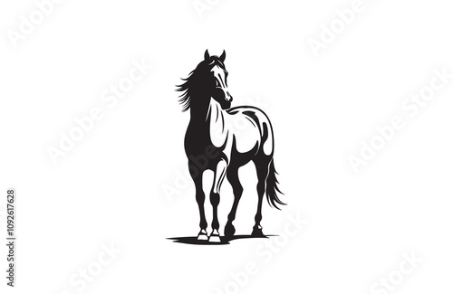  horse silhouette vector line art illustration logo design