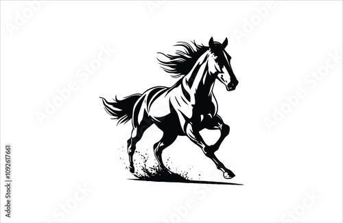  horse silhouette vector line art illustration logo design