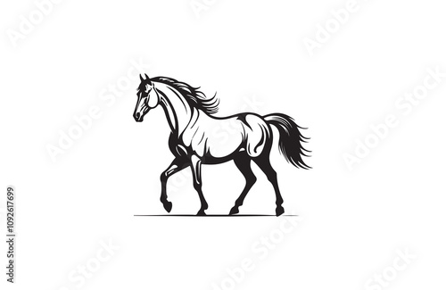  horse silhouette vector line art illustration logo design