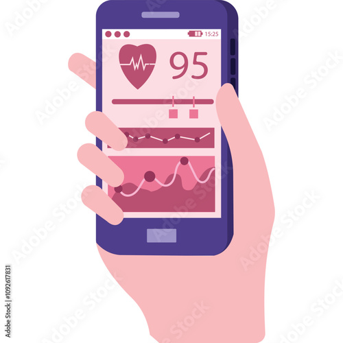 Mobile fitness app vector health tracker icon