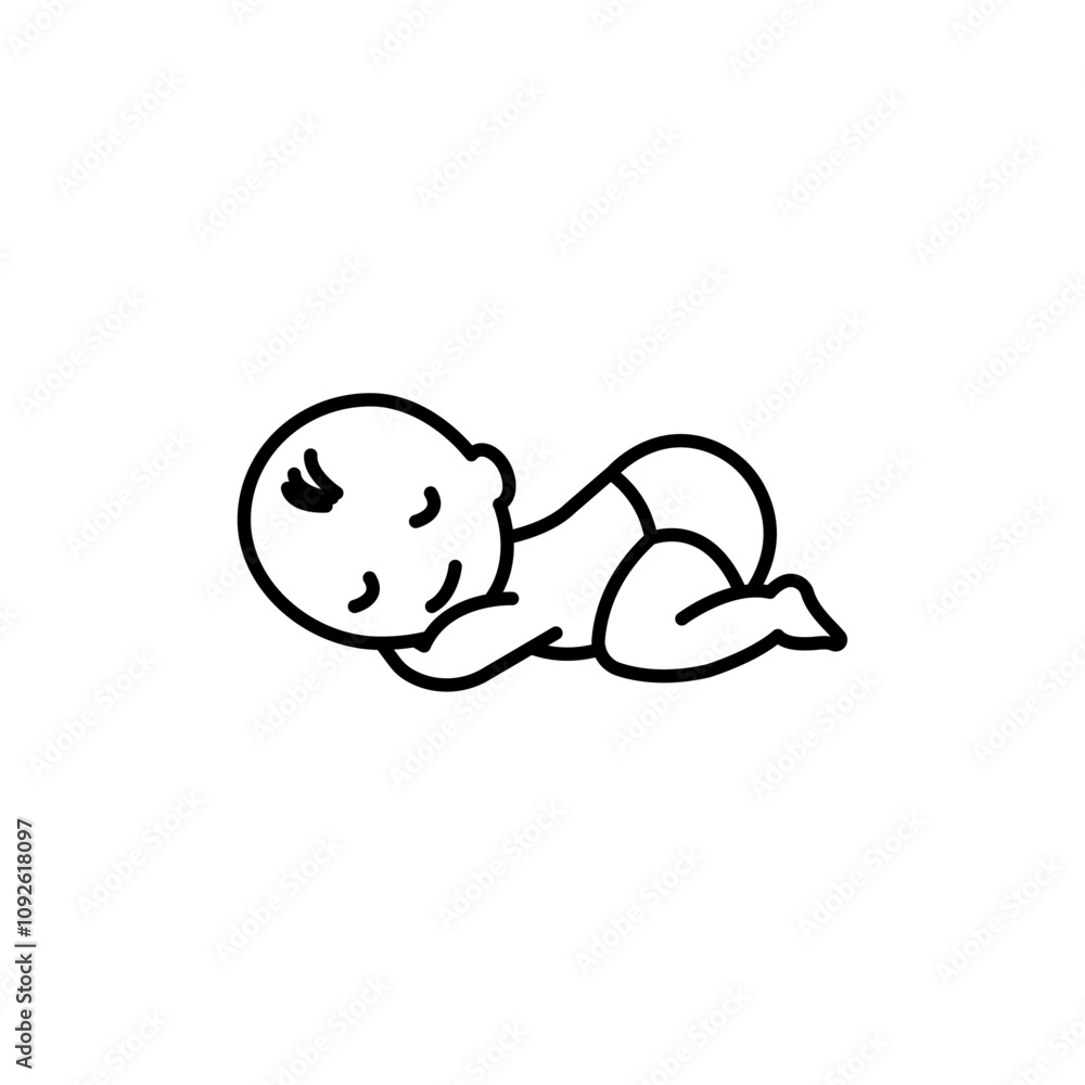 Sleeping baby icon linear logo isolated Sleeping baby icon linear logo isolated