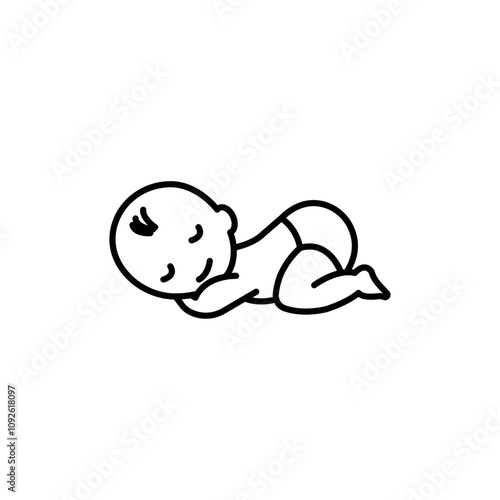 Sleeping baby icon linear logo isolated