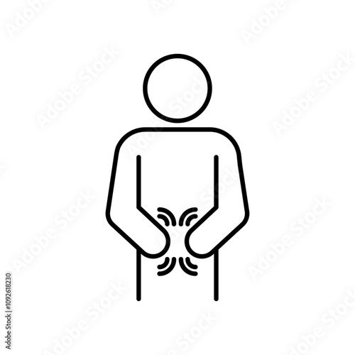 Stomachache icon linear logo isolated