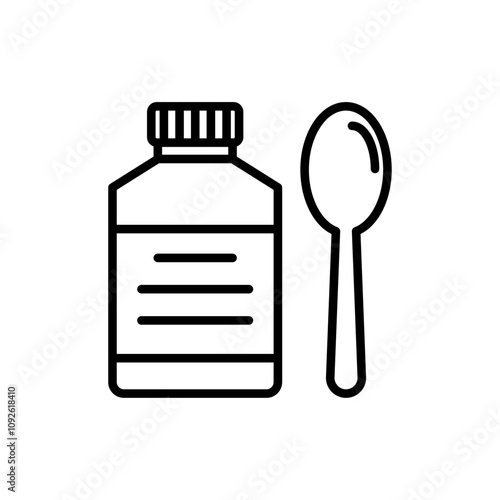 Syrup medicine bottle icon linear logo isolated