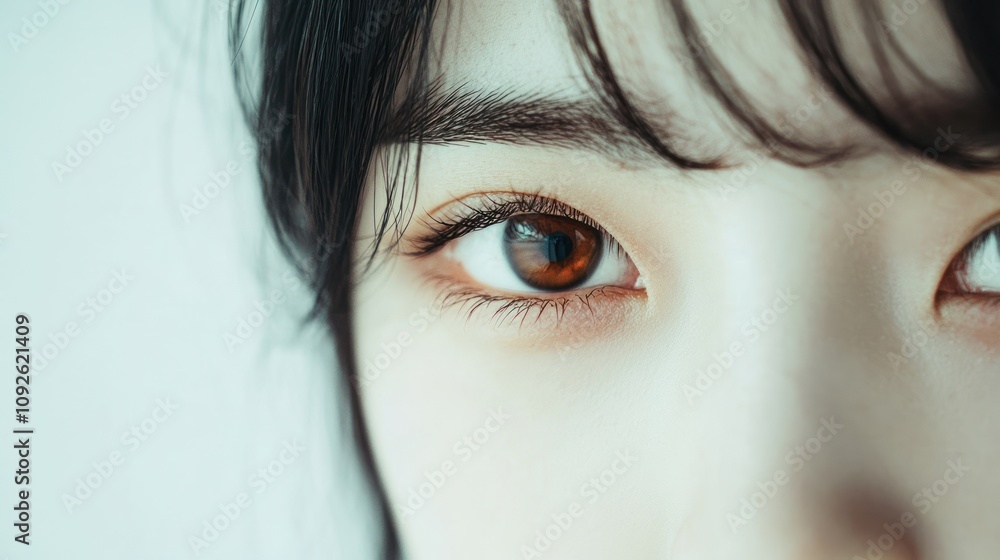 Fototapeta premium Close-up of a person's eye with a focus on color and detail.