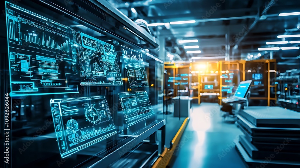 Futuristic Industrial Control Room Digital Displays Automation Technology Futuristic Industrial Control Room Digital Displays Automation Technology
