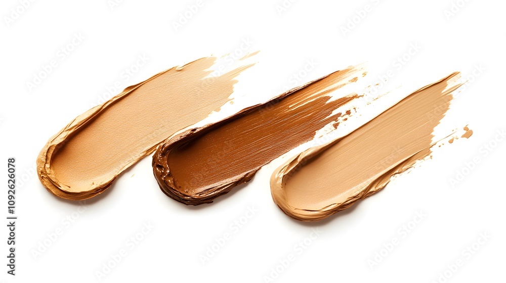 Three Swipes of Foundation Makeup in Different Shades Three Swipes of Foundation Makeup in Different Shades