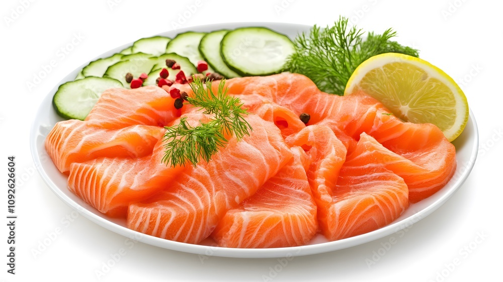 Sliced Salmon with Cucumber, Dill, and Lemon Sliced Salmon with Cucumber, Dill, and Lemon