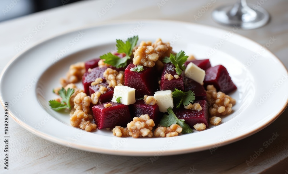 Vibrant beet salad with nuts and cheese Vibrant beet salad with nuts and cheese