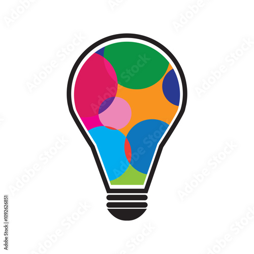 Logo glowing color light bulb photo