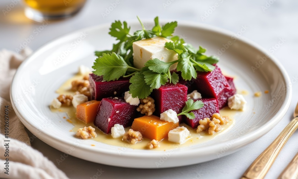 Colorful beetroot salad with feta and herbs Colorful beetroot salad with feta and herbs