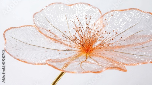 Delicate Glass Flower Sculpture with Intricate Details and Sparkling Accents