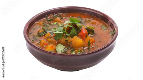 Sambar on bowl isolated on transparent background, PNG