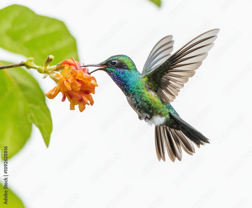 Obraz premium hummingbird in flight isolated on white