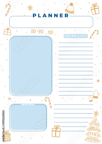 Christmas Planner weekly and days organizers for schedule list with checklists,reminder,important date and notes.Simple life planners daily routine organization templates.Winter days.Merry Christmas