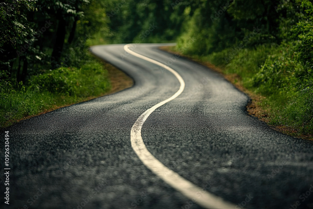 Fototapeta premium Winding road with clear direction, symbolizing a well-planned strategy
