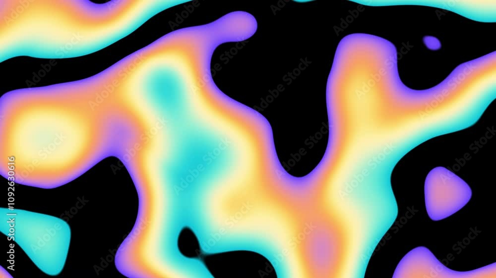 Floating abstract lava bubbles on a dark black background. Looping 4k