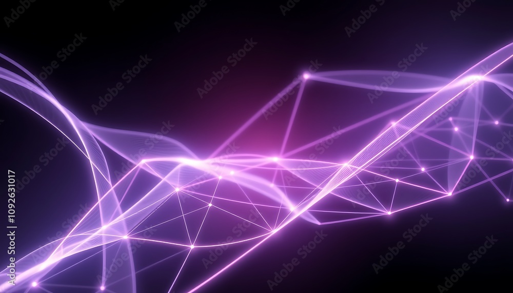Fototapeta premium A minimalist tech wallpaper with ethereal neon lines, forming a soft mesh network on a dark background, emitting a quiet glow.
