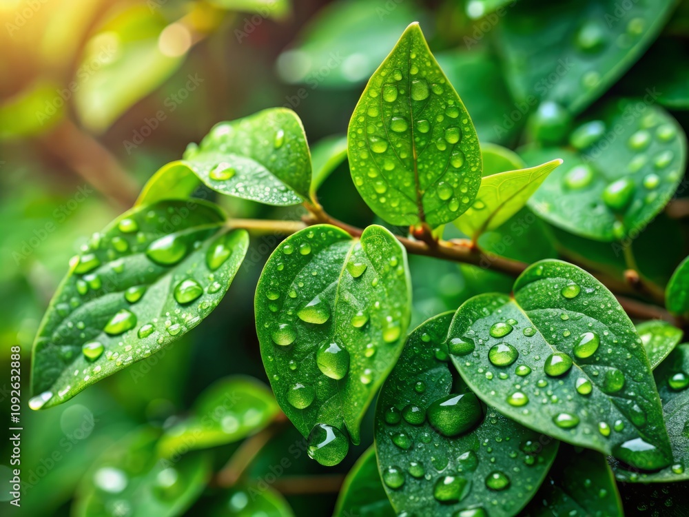 Lush Green Gymnema Leaves with Water Droplets Showcasing the Essence of Ayurvedic Herbs Against a Softly Blurred Background for Wellness and Natural Healing Lush Green Gymnema Leaves with Water Droplets Showcasing the Essence of Ayurvedic Herbs Against a Softly Blurred Background for Wellness and Natural Healing