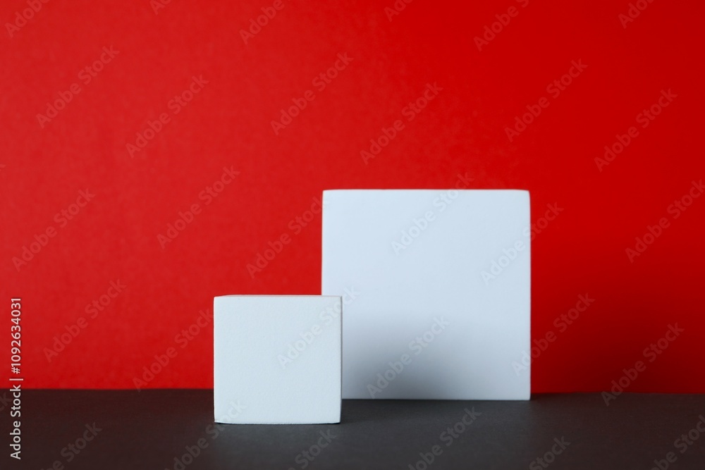 White podiums on two tone background White podiums on two tone background