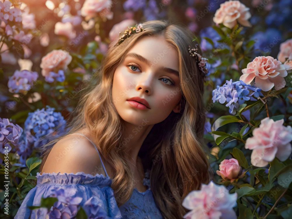 Fototapeta premium portrait of a girl with flowers