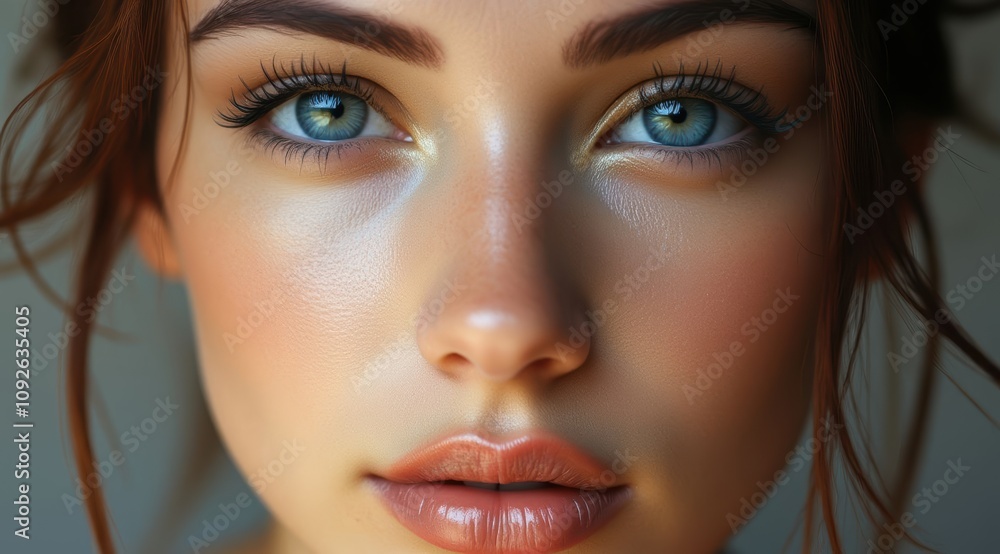 Young woman with captivating blue eyes Young woman with captivating blue eyes